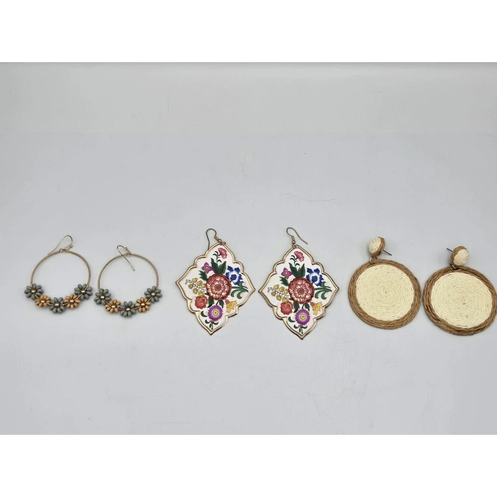 Unbranded Statement Earring Bundle Womens OS Multicolor Excellent Floral Raffia‎